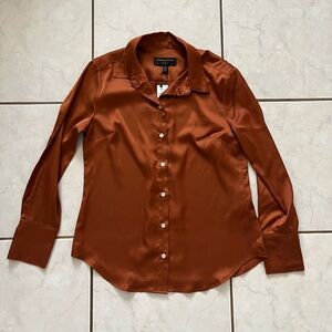 Banana Republic Burnt Orange Satin Button-Up Shirt